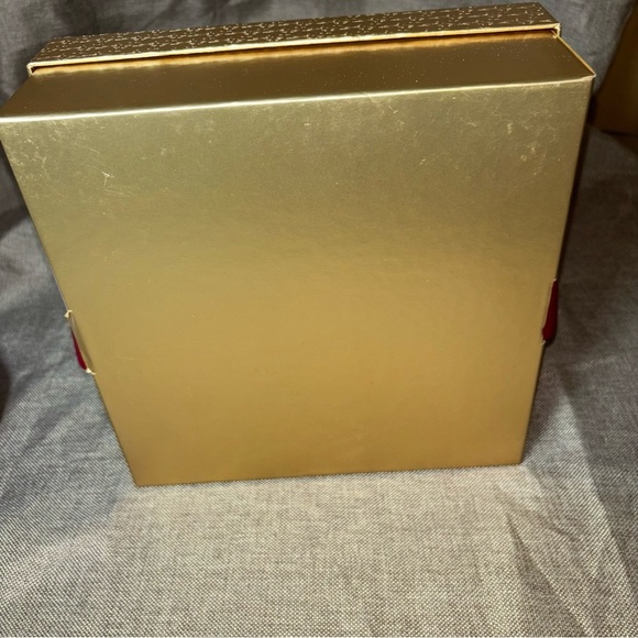 Vintage Dior Gold Gift Box with Red Ribbon and Red Tissue Paper Size: 9.5 x 9.5 - Picture 3 of 9